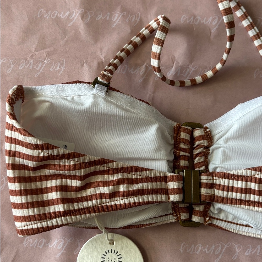 NWT Rylee + Cru XS rust and White Striped Bandeau Bikini Top - Picture 6 of 6